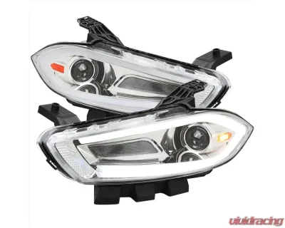Spec-D Switchback Sequential Animated LED Bar Projector Headlights Chrome Housing/Clear Lens Dodge Dart 2013-2016 - 2LHP-DRT13-SQ-RS