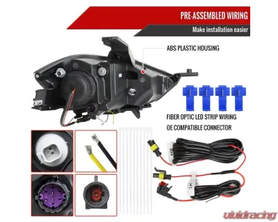 Spec-D Switchback Sequential Animated LED Bar Projector Headlights (Matte Black Housing/Smoked Lens) Dodge Dart 2013-2016 - 2LHP-DRT13SM-SQ-RS