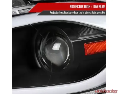 Spec-D Switchback Sequential Animated LED Bar Projector Headlights Matte Black Housing/Clear Lens Dodge Dart 2013-2016 - 2LHP-DRT13JM-SQ-RS