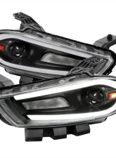 Spec-D Switchback Sequential Animated LED Bar Projector Headlights Matte Black Housing/Clear Lens Dodge Dart 2013-2016                                     - 2LHP-DRT13JM-SQ-RS - Image 10