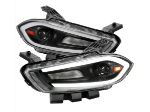 Spec-D Switchback Sequential Animated LED Bar Projector Headlights Matte Black Housing/Clear Lens Dodge Dart 2013-2016 - 2LHP-DRT13JM-SQ-RS - Image 2