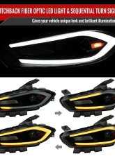 Spec-D Switchback Sequential Animated LED Bar Projector Headlights (Matte Black Housing/Smoked Lens) Dodge Dart 2013-2016                                     - 2LHP-DRT13SM-SQ-RS - Image 2