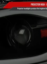 Spec-D Switchback Sequential Animated LED Bar Projector Headlights (Matte Black Housing/Smoked Lens) Dodge Dart 2013-2016                                     - 2LHP-DRT13SM-SQ-RS - Image 4