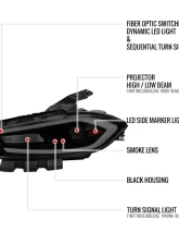 Spec-D Switchback Sequential Animated LED Bar Projector Headlights (Matte Black Housing/Smoked Lens) Dodge Dart 2013-2016                                     - 2LHP-DRT13SM-SQ-RS - Image 8