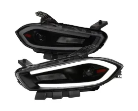Spec-D Switchback Sequential Animated LED Bar Projector Headlights Matte Black Housing/Smoke Lens Dodge Dart 2013-2016