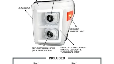 Spec-D Switchback Sequential LED C-Bar Projector Headlights (White Housing/Clear Lens) Ford F-Series 2011-2016                                     - 2LHP-F25011XE-SQ-RS - Image 6