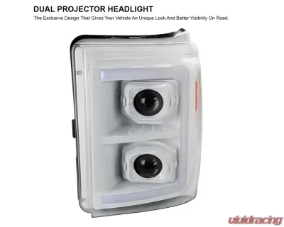Spec-D Switchback Sequential LED C-Bar Projector Headlights (White Housing/Clear Lens) Ford F-Series 2011-2016 - 2LHP-F25011XE-SQ-RS