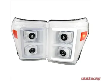 Spec-D Switchback Sequential LED C-Bar Projector Headlights (White Housing/Clear Lens) Ford F-Series 2011-2016 - 2LHP-F25011XE-SQ-RS