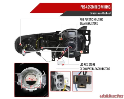 Spec-D Switchback Sequential Turn Signal Animated LED Bar Projector Headlights (Matte Black Housing/Clear Lens) Toyota FJ Cruiser 2007-2014 - 2LHP-FJ07JM-SQ-RS