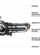 Spec-D Switchback Sequential Turn Signal Animated LED Bar Projector Headlights (Matte Black Housing/Clear Lens) Toyota FJ Cruiser 2007-2014                                     - 2LHP-FJ07JM-SQ-RS - Image 8