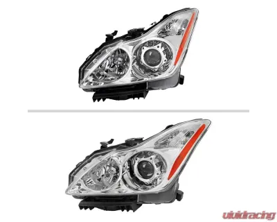 Spec-D Factory Style Projector Headlights (Chrome Housing/Clear Lens) Infiniti G37 | Q60 2008-2015 - 2LHP-G37082-RS