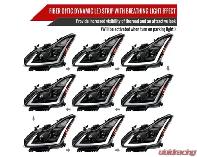 Spec-D Switchback LED Turn Signal Projector Headlights Matte Black Housing/Clear Lens Infiniti G37 | Q60 Coupe/Convertible Sequential 2008-2015 - 2LHP-G37082JM-SQ-RS