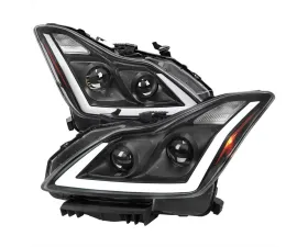 Spec-D Switchback LED Turn Signal Projector Headlights Matte Black Housing/Clear Lens Infiniti G37 | Q60 Coupe/Convertible Sequential 2008-2015