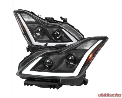 Spec-D Switchback LED Turn Signal Projector Headlights Matte Black Housing/Clear Lens Infiniti G37 | Q60 Coupe/Convertible Sequential 2008-2015 - 2LHP-G37082JM-SQ-RS