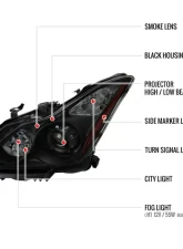 Spec-D Factory Style Projector Headlights (Matte Black Housing/Smoked Lens) Infiniti G37 | Q60 2008-2015                                     - 2LHP-G37082SM-RS - Image 8