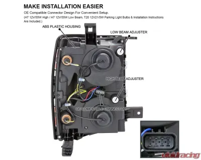 Spec-D Switchback Sequential LED Bar Projector Headlights (White Housing/Clear Lens/Black Trim) Chevrolet Silverado 1500 2014-2015 - 2LHP-SIV14XE-SQ-RS