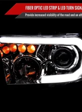 Spec-D Retro Style LED Tube Projector Headlights w/ LED Turn Signals (Chrome Housing/Smoked Lens)  Toyota Tundra | Sequoia 2007-2017                                     - 2LHP-TUN07G-G3-GO - Image 2