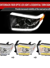 Spec-D LED Switchback Sequential Turn Signal LED Bar Projector Headlights (Chrome Housing/Clear Lens) Toyota Tundra 2014-2021                                     - 2LHP-TUN14-DRL-GO - Image 2