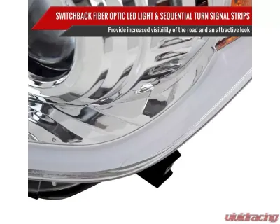 Spec-D LED Switchback Sequential Turn Signal LED Bar Projector Headlights (Chrome Housing/Clear Lens) Toyota Tundra 2014-2021 - 2LHP-TUN14-DRL-GO