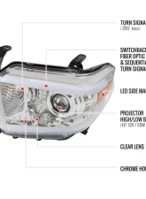 Spec-D LED Switchback Sequential Turn Signal LED Bar Projector Headlights (Chrome Housing/Clear Lens) Toyota Tundra 2014-2021                                     - 2LHP-TUN14-DRL-GO - Image 8