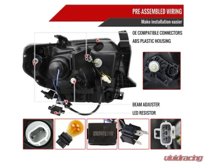 Spec-D LED Switchback Sequential Turn Signal LED Bar Projector Headlights (Chrome Housing/Clear Lens) Toyota Tundra 2014-2021 - 2LHP-TUN14-DRL-GO