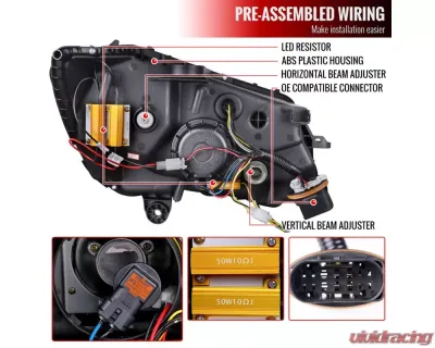 Spec-D Switchback Sequential Turn Signal Projector Headlights Jet Black Housing/Clear Lens Mercedes-Benz C-Class W205 2015-2018 - 2LHP-W20515BK-SQ-TM