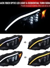 Spec-D Switchback Sequential Turn Signal Projector Headlights Jet Black Housing/Clear Lens Mercedes-Benz C-Class W205 2015-2018                                     - 2LHP-W20515BK-SQ-TM - Image 2