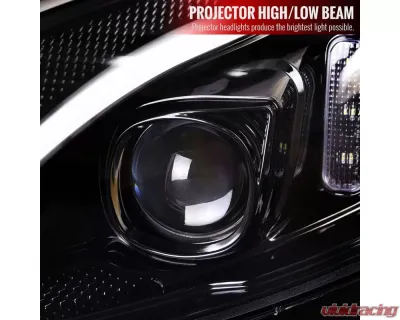 Spec-D Switchback Sequential Turn Signal Projector Headlights Jet Black Housing/Clear Lens Mercedes-Benz C-Class W205 2015-2018 - 2LHP-W20515BK-SQ-TM