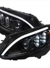 Spec-D Switchback Sequential Turn Signal Projector Headlights Jet Black Housing/Clear Lens Mercedes-Benz C-Class W205 2015-2018                                     - 2LHP-W20515BK-SQ-TM - Image 10