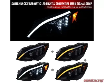 Spec-D Switchback Sequential Turn Signal Projector Headlights Glossy Black Housing/Light Smoke Lens Mercedes-Benz C-Class W205 2015-2018 - 2LHP-W20515G-SQ-TM
