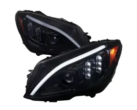 Spec-D Switchback Sequential Turn Signal Projector Headlights Glossy Black Housing/Light Smoke Lens Mercedes-Benz C-Class W205 2015-2018