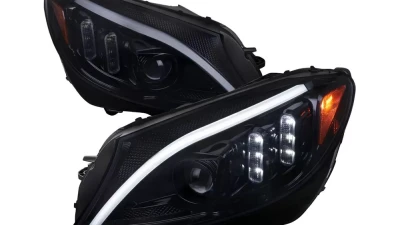 Spec-D Switchback Sequential Turn Signal Projector Headlights (Glossy Black Housing/Light Smoked Lens)  Mercedes-Benz W205 C-Class 2015-2018                                     - 2LHP-W20515G-SQ-TM - Image 10