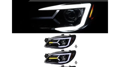 Spec-D LED Bar Sequential Turn Signal Projector Headlights (Glossy Black Housing/Clear Lens) Subaru WRX | STI 2006-2007                                     - 2LHP-WRX06BK-G2-TM - Image 2