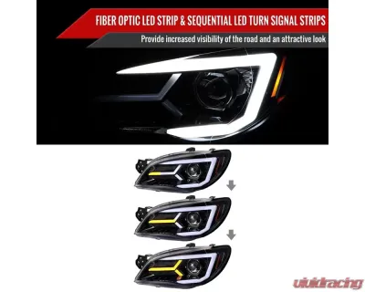 Spec-D LED Bar Sequential Turn Signal Projector Headlights (Glossy Black Housing/Clear Lens) Subaru WRX | STI 2006-2007 - 2LHP-WRX06BK-G2-TM