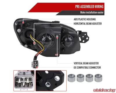 Spec-D LED Bar Sequential Turn Signal Projector Headlights (Glossy Black Housing/Clear Lens) Subaru WRX | STI 2006-2007 - 2LHP-WRX06BK-G2-TM