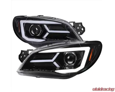 Spec-D LED Bar Sequential Turn Signal Projector Headlights (Glossy Black Housing/Clear Lens) Subaru WRX | STI 2006-2007 - 2LHP-WRX06BK-G2-TM