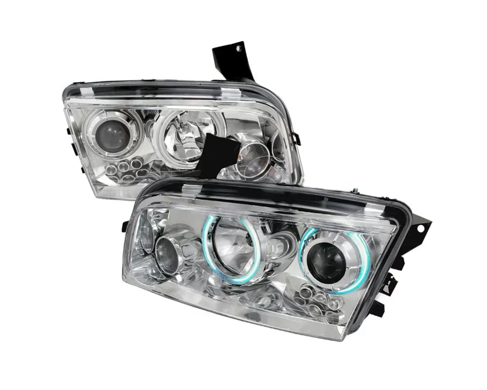 Spec-D CCFL  Halo Projector Headlights Chrome Dodge Charger 2005-2010 - 3LHP-CHG05-KS