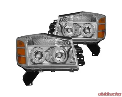 Spec D Chrome CCFL Halo Projector Headlights with Parking LEDs {Poduct Number) 4LHP-TIT04-KS Nissan Armada | Titan 2004-2007 - 4LHP-TIT04-KS