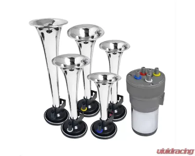Spec-D Music Air Horn Chrome With 110DB 12V Compressor - AH-6052-1