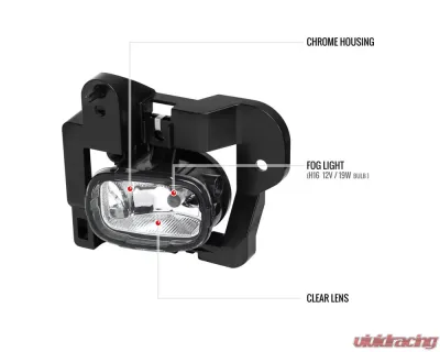 Spec-D H16 Fog Lights Kit (Chrome Housing/Clear lens) Nissan Rogue 2021-2023 - LF-RGE21COEM-DL