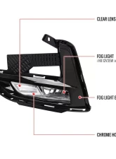 Spec-D Fog Light with Chrome Housing and Clear Lens Uses OE Wiring and Swith Nissan Sentra 2020-2021                                     - LF-SEN20COEM-DL - Image 9