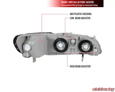 Spec-D Crystal Housing Headlights Black Honda Accord 1998-2002 - LH-ACD98JM-RS