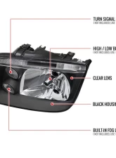 Spec-D Headlights Black with Fog Lights HB5 Low Beam- No Bulbs Included Volkswagen Jetta 1999-2004                                     - LH-JET99JM-V2-RS - Image 8