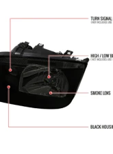 Spec-D Headlights Smoke Black Without Fog Lights Hb5 Low Beam Volkswagen Jetta 1999-2004                                     - LH-JET99SM-V3-RS - Image 8