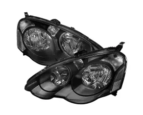 Spec-D Headlights- BLack with Clear Reflector Acura RSX 2002-2004