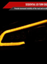 Spec-D Full Led Projector Headlights Black Housing Smoked Lens Switchback Led Light Bar Mercedes Benz W204 2008-2011                                     - LHE-BW20408SM-SQ-RS - Image 2