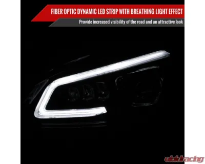 Spec-D Full Led Projector Headlights Black Housing Smoked Lens Switchback Led Light Bar Mercedes Benz W204 2008-2011 - LHE-BW20408SM-SQ-RS