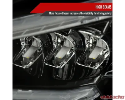 Spec-D Full Led Projector Headlights Black Housing Smoked Lens Switchback Led Light Bar Mercedes Benz W204 2008-2011 - LHE-BW20408SM-SQ-RS