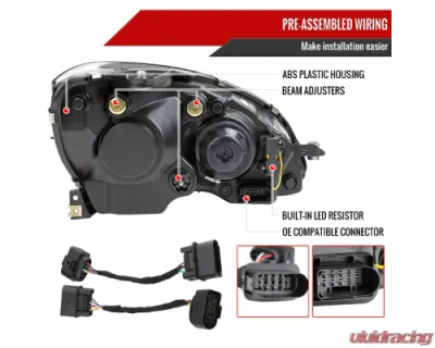 Spec-D Full Led Projector Headlights Black Housing Smoked Lens Switchback Led Light Bar Mercedes Benz W204 2008-2011 - LHE-BW20408SM-SQ-RS
