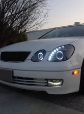 Spec-D Halo Projector Headlights w/ SMD LED Light Strip (Matte Black Housing/Clear Lens) Lexus GS300 | GS400 | GS430 1998-2005                                     - LHP-GS30098JM-RS - Image 2